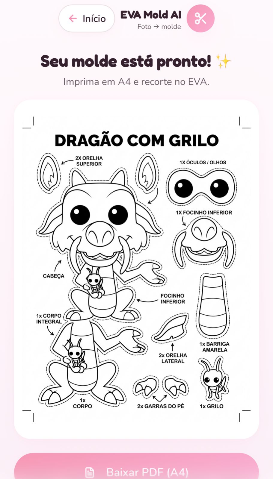 Molde de EVA gerado — Dragão (Funko)