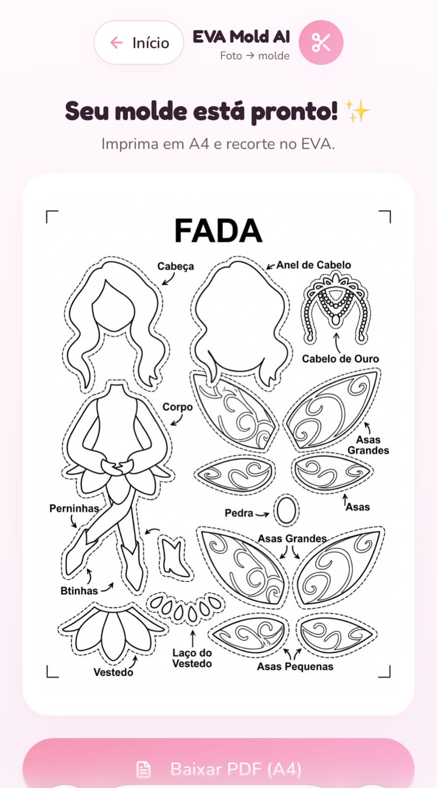 Molde de EVA gerado — Fada de biscuit