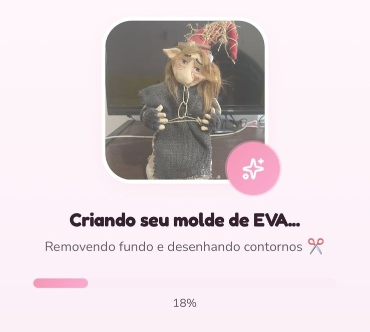 App processando a foto e criando o molde